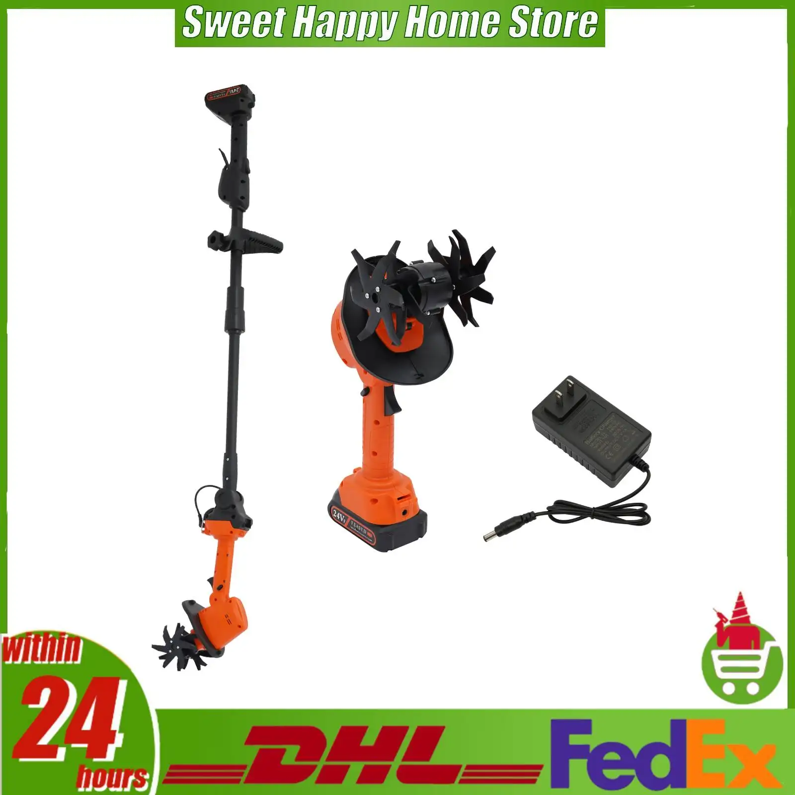 

21V Cordless Mini Tiller Cultivator Electric Garden Tiller Battery Powered Handheld Tiller 235rpm 3.94in Width with Pole