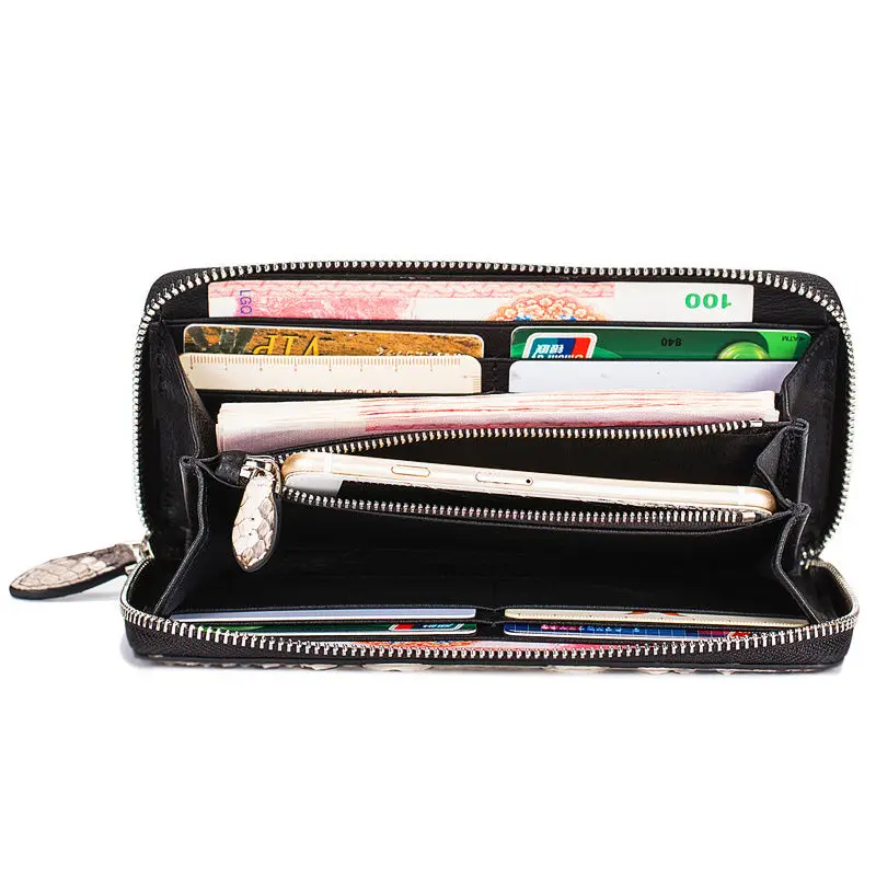 New Fashion Business Men's Serpentine Genuine Leather Wallets Long Organizer Men Wallet Boy Brand Luxury Card Holder Purse