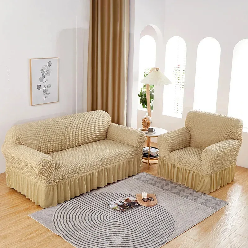 Flounce Bubble Gauze Sofa Cover – Full Elastic Slip-Proof Protector for Dustproof & Cross-Border Wholesale