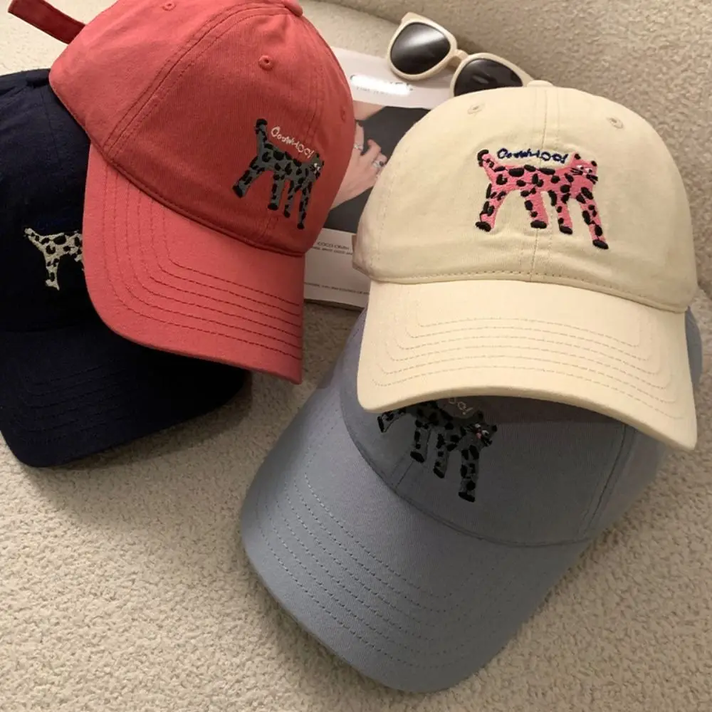 

Fashion Embroidered Embroidery Baseball Cap Retro Spotted Cat Letter Baseball Hat Cotton Sunscreen Hat Sun Hat Spring Summer