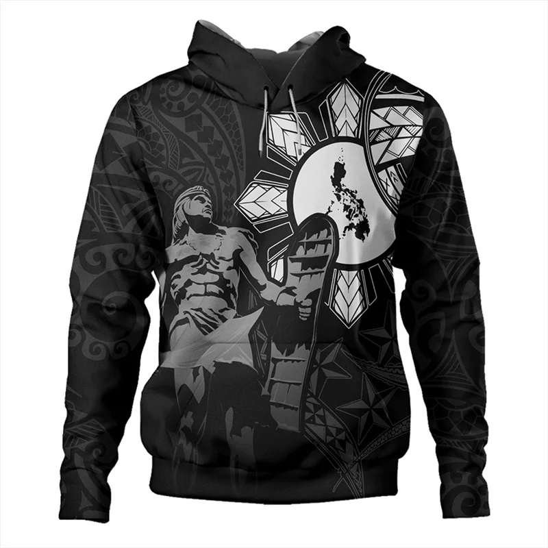 3D Philippines Filipinos Polynesian Tattoo Lapu Lapu Sun Tribal Printed Hoodies For Men Kid Fashion Hooded Hoody Cool Pullovers