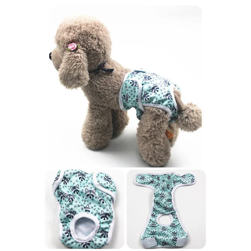 Washable Female Pet Physiology Pants Printed Anti-Nuisance Diaper Easy to Wear and Reusable Suitable for Menstruating Girl Dog