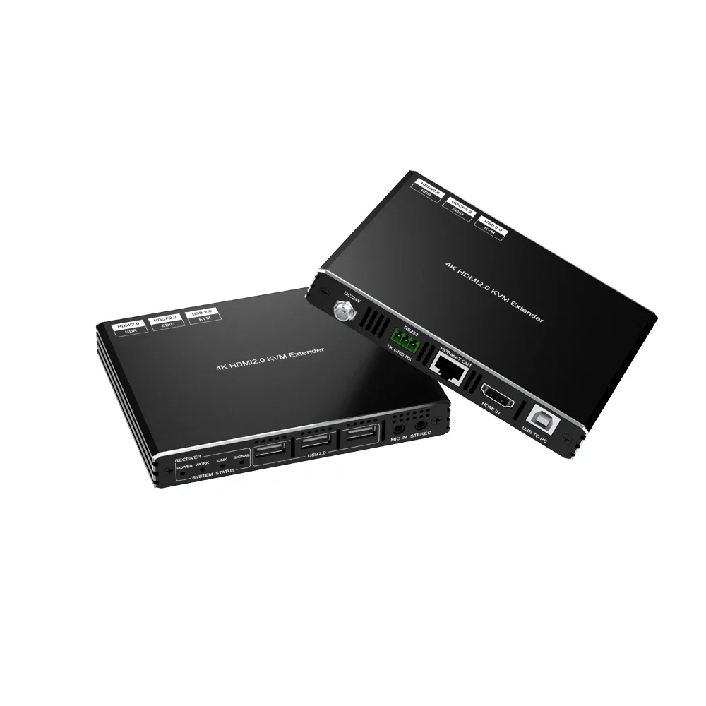 4K hdmi kvm extender HDBT Extension Over Cat5e/6 100M(328ft)  hdmi extender with RS232 60m  4K Video Transmitter HDMI Extender