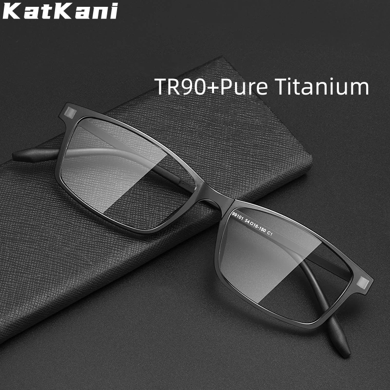 

KatKani retro square flexible TR90 pure titanium transparent Eyewear optical prescription glasses frame for men and women 99101T