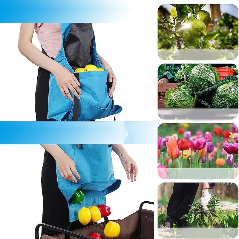 

Practical waterproof large pocket harvesting apron picking apron fruit and vegetable flower back buckle picking bag gardening to