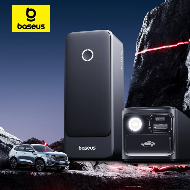Baseus 600A Jump Starter 6000mAh Ładowarka samochodowa do automatycznego awaryjnego akumulatora Power Bank Booster Urządzenie rozruchowe Car Jump Starter
