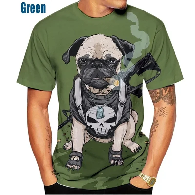 New Men\'s Cool T-Shirt Pug Dog Pattern 3D Printed Short-sleeved Shirt Fashionable Casual Fun T Shirts Tops Animal Dog TShirts