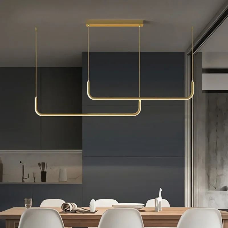 Imagem -04 - Modern Minimalista Led Pendant Lamps Black Gold Regulável para Mesa Sala de Jantar Cozinha Bar Lustre Home Decor Iluminação Lustre