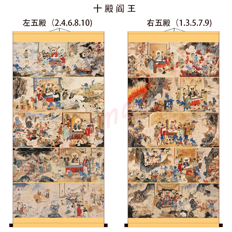 Yama king of the ten halls, hanging picture of the Taoist temple, portrait of the ten kings, Southeast prison, silk scroll Buddh