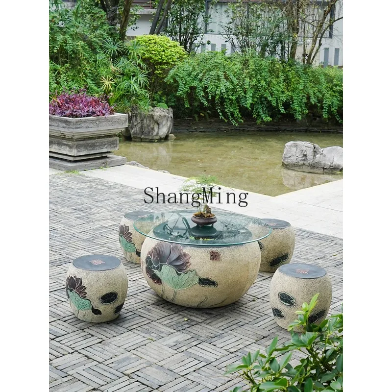 

CL outdoor courtyard tea table outdoor villa garden glass decoration exquisite fish tank coffee table