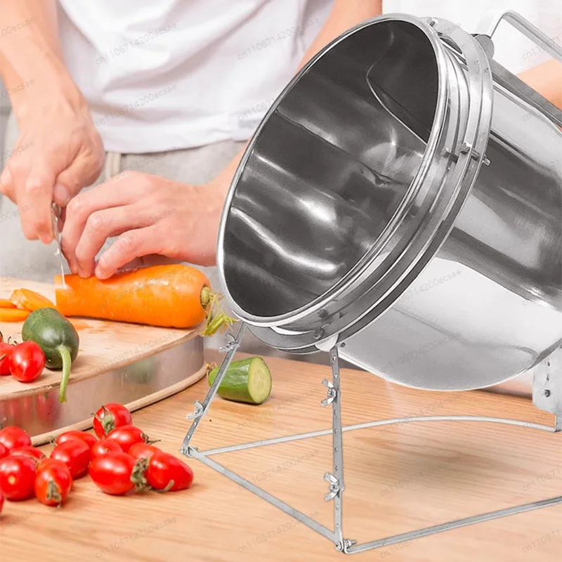 1PC Stainless Steel Stir Fryer Large Capacity Automatic Flipping and Cooking Machine Home Outdoor Barbecue Kitchen Stir Fryer