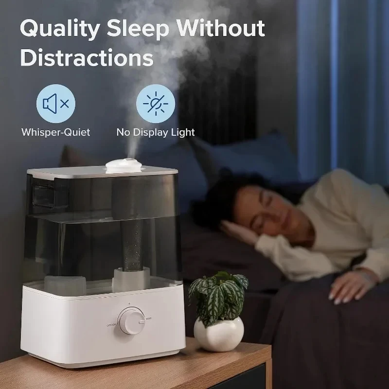 Ultrasonic Top Fill Humidifier, Extra Large  Super Quiet, Easy to Use and Clean, Simple Knob Control,