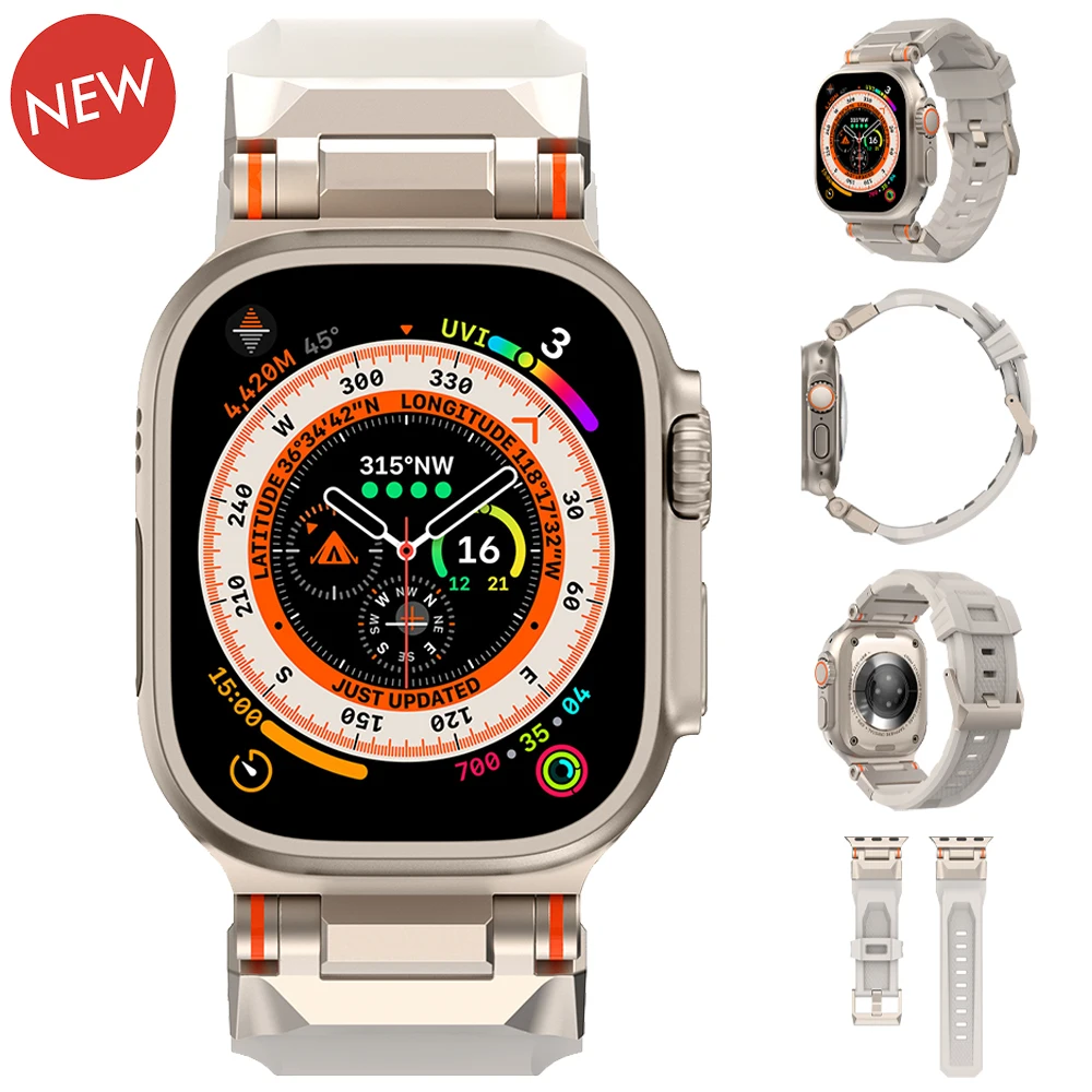 

Ремешок силиконовый спортивный для Apple Watch Ultra 2 49 мм 9 45 мм, резиновый браслет для IWatch 8 7 6 5 4 3, мужской стиль 44 мм 42 мм