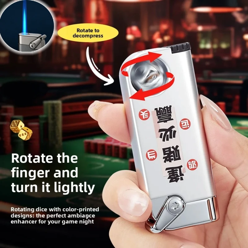 New Butane Gas Lighter Rotating Play Windproof Metal Lighter Blue Flame Swing Arm Inflatable Lighter Cigarette Accessories Gift