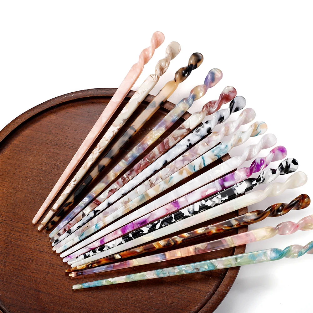 Chinese Style Hair Sticks Vintage Acetate Resin Chopstick Women Hairpins Hair Clip Pin Headwear Wedding Hair Jewelry Accessories