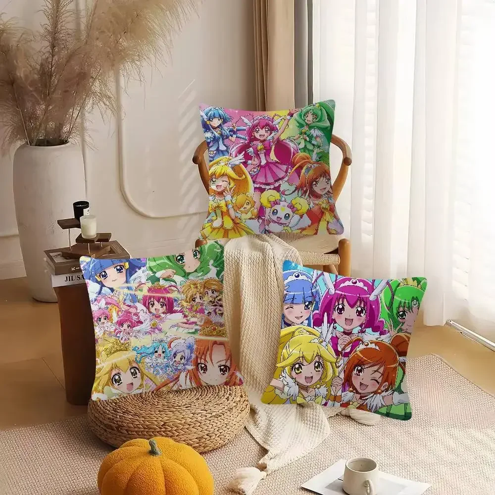 Magical Girl Smile Precure Group soft Pillow anime caeroon Case for cute Sofa Living Room Home office Decor Protective Covers