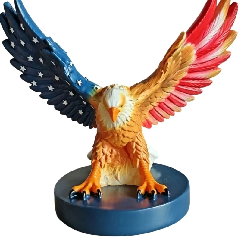 Solar Bird Home Figure with Red White Blue Finish, Light-Up Base, Porch Yard Placement, and Display for Summer