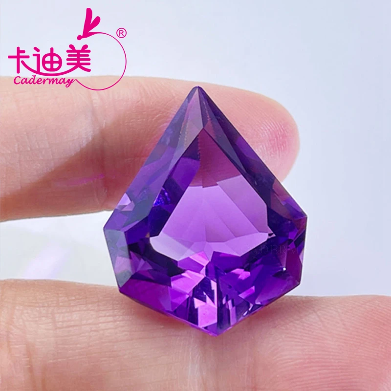 CADERMAY Kite Shape 100% Natural Amethyst Loose Stone With GRC Certificate Beads For Jewelry Making