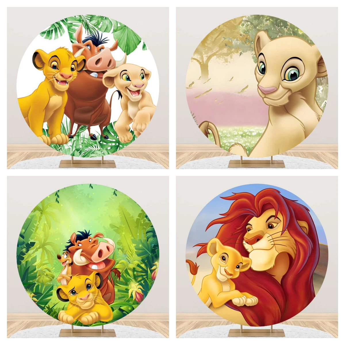 

Simba The King Lion Birthday Party Decoration Props Round Backdrop Photo Background For Photography Baby Shower Boy Photozone