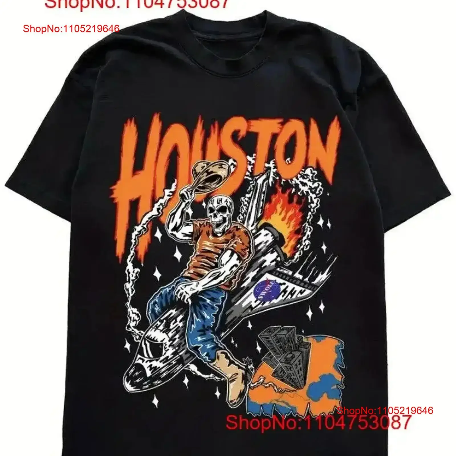 Houston graphic T Shirt vintage Washed Comfortable streetwear Breathable Top For Everyday Wear Stretched homme designer clothes