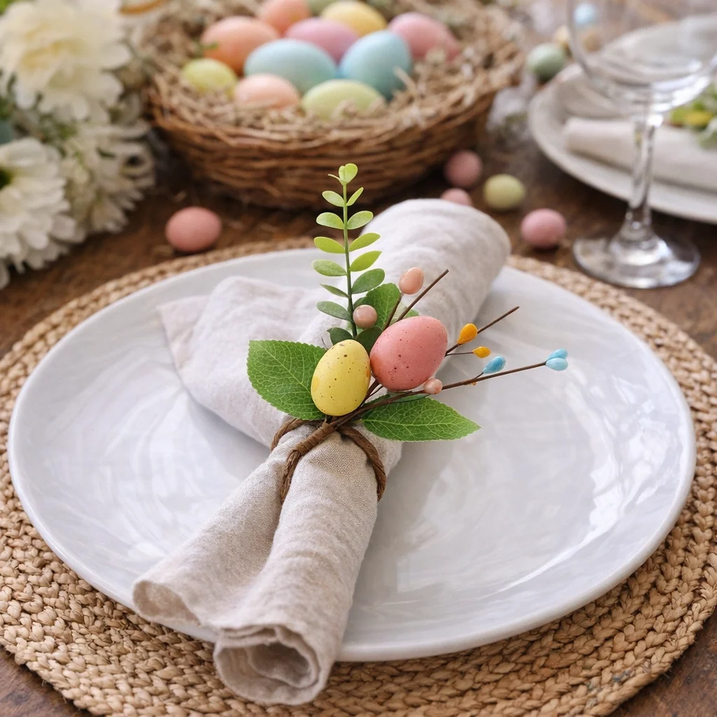 4-24PCS Easter Celebration Gift Se Decorative Napkin Rings Egg Themed Table Accent for Party Favors and Wedding Home Decor