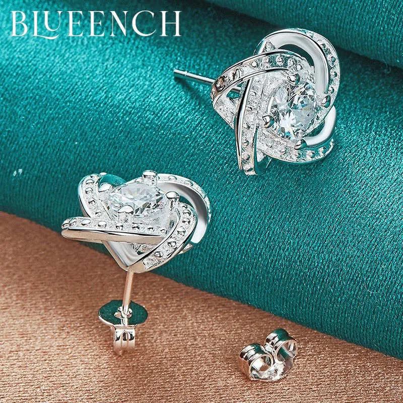 

Blueench 925 Sterling Silver Zircon Flower Stud Earrings Earrings Women Proposal Wedding Elegant Fashion Jewelry