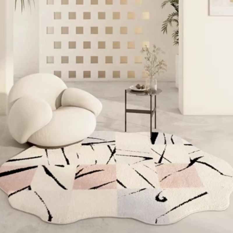 Cream Style Bedroom Decor Carpet Light Luxury Carpets for Living Room Fluffy Soft Irregular Shape Rug Home Thick Plush Floor Mat