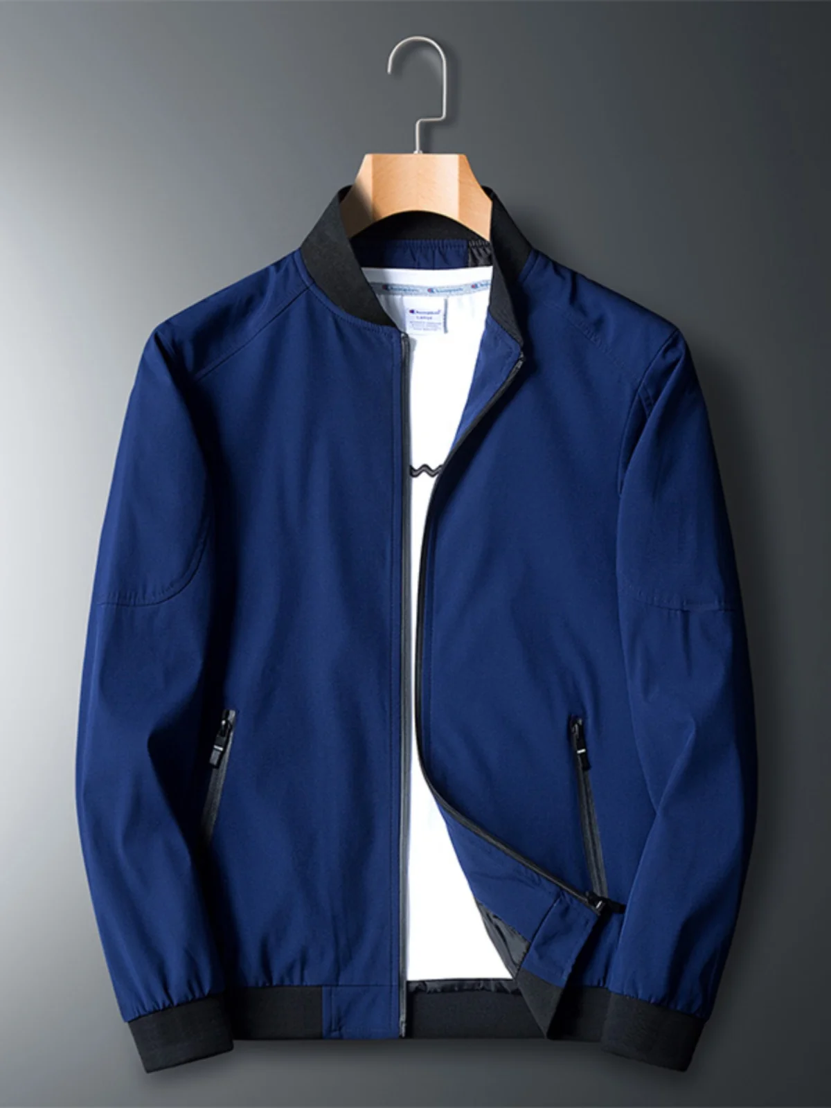 

plus Size Men's Fce Lined Jaet Autumn Winter Casual Baseball Coat Long Sve Zipper Closure Street Sle Polyester Fiber