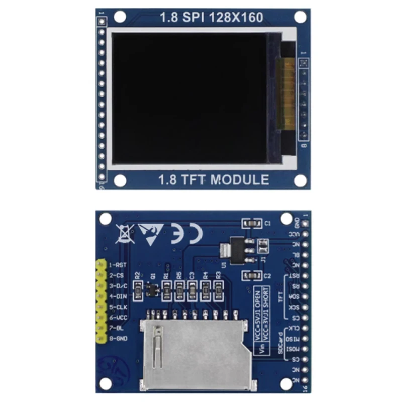 Módulo de Display LCD TFT com Backplane PCB, Porta Serial, Requer Apenas 4 IO, 1.8 ", SPI, 1-50Pcs