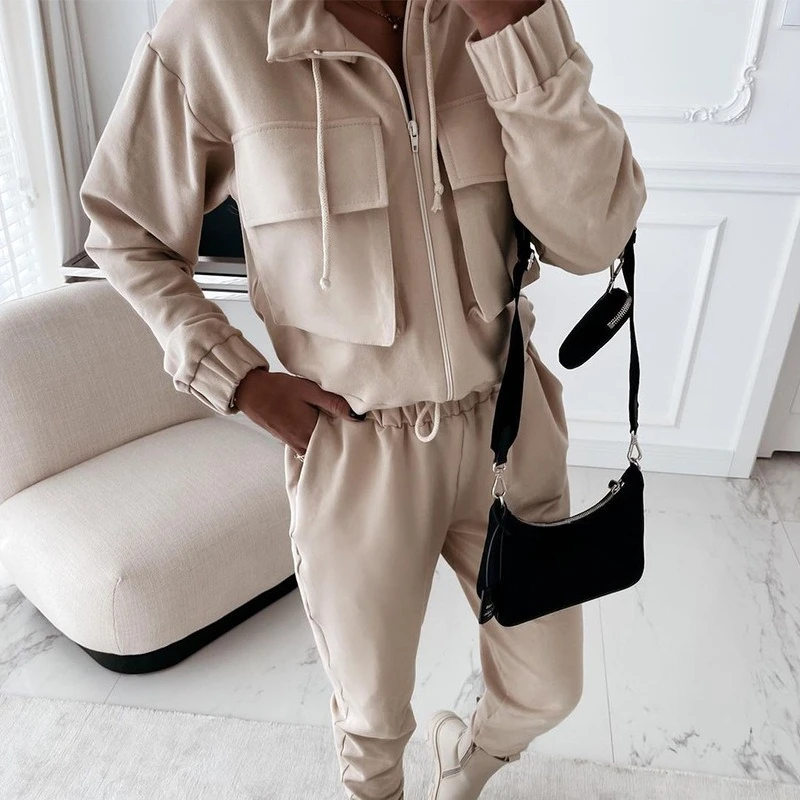 

2025 Fall/Winter New Women's Fashion Loose Casual Pants Leggy Sports Suit Two-Piece Set