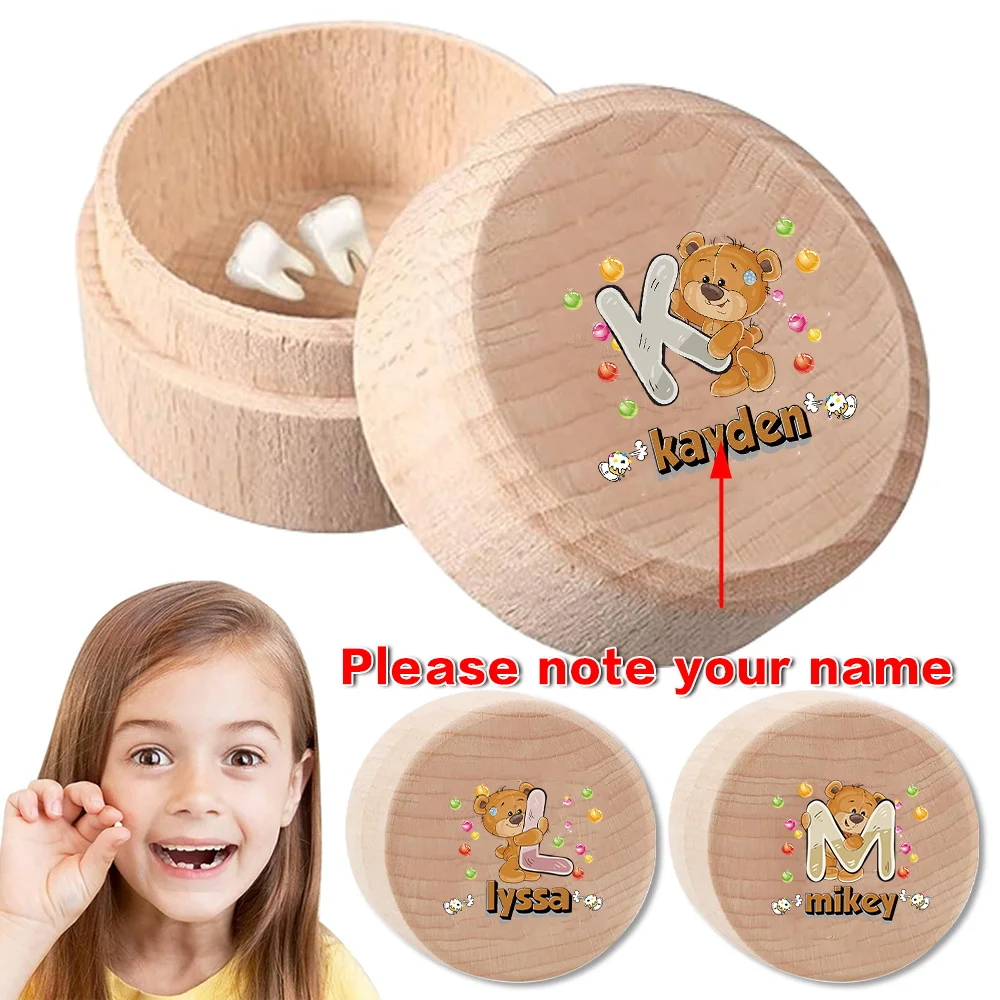 

Customized Name Wooden Tooth Box Organizer Case Lost Teeth Saver Umbilical Cord Storage Holder Keepsake DIY Custom Name Souvenir