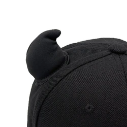 Y2k Teens Baseball with Devil Horn Decor Outdoor Sports Leisure Baseball Woman Breathable Cycling