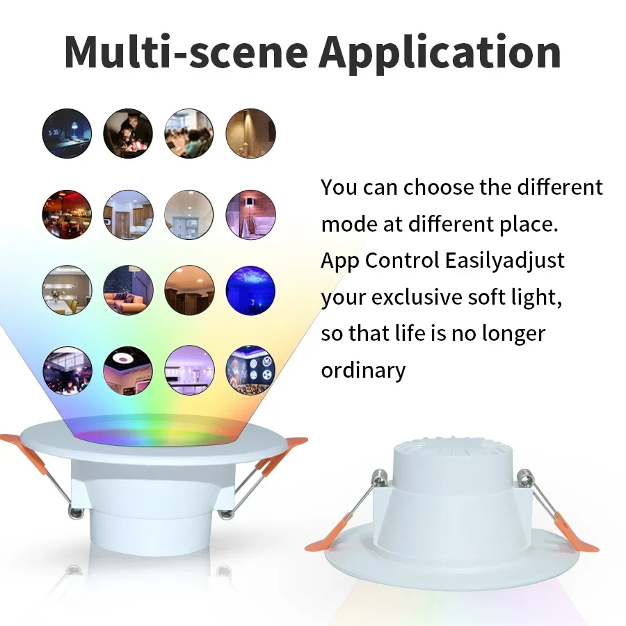 Tuya WiFi الذكية LED النازل راحة الأضواء RGB عكس الضوء 5 واط 7 واط 10 واط 15 واط أسفل ضوء التحكم الصوتي العمل مع أليكسا جوجل المنزل