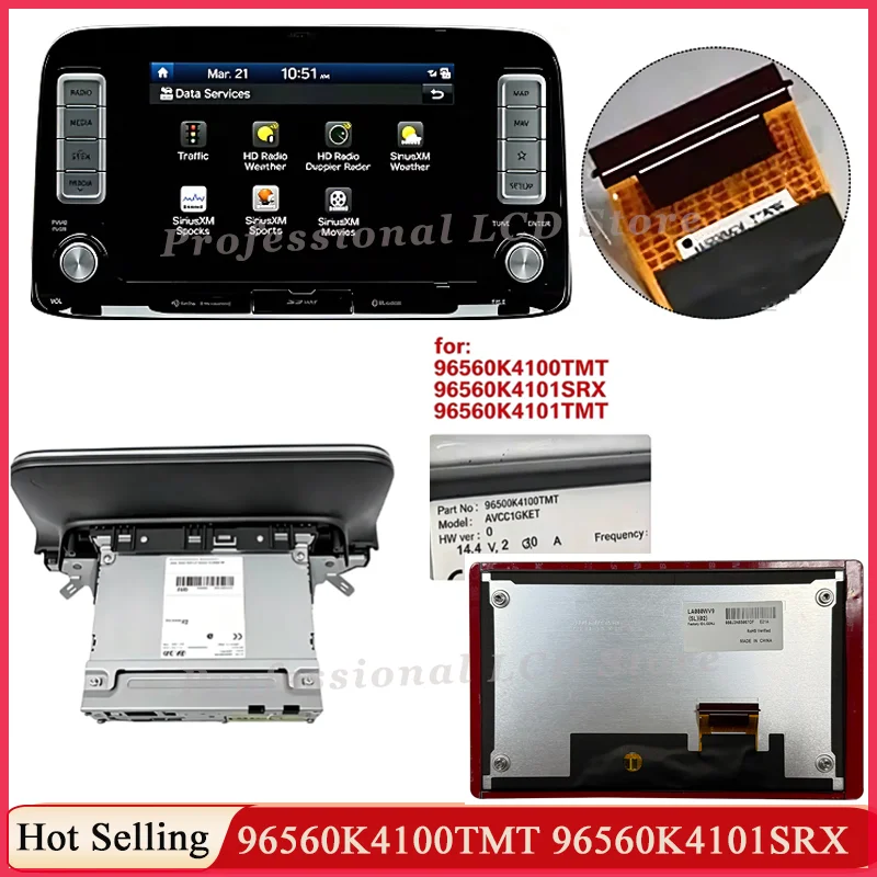 8 '' inch  LCD Display Screen For Hyun dai KonaElectric SAT NAV 2017-2023 96560K4100TMT 96560K4101SRX 96560K4101TMT LCD Repair