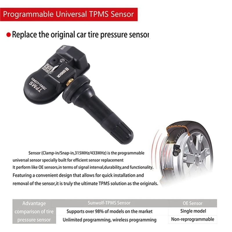 Car Programmable MX Sensor 433Mhz 315MHZ 2 In 1 For Autel TS408 TS508 ITS600 Universal Editable PMS Tire Pressure Sensor