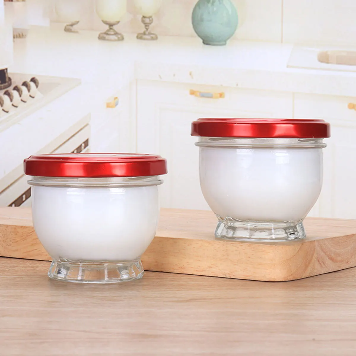 

4Pcs Pudding Glass Bottle 75Ml Reusable Dessert Cups for Yogurt Pudding Honey Jar Cubilose Storage Red Glass Dessert Jars