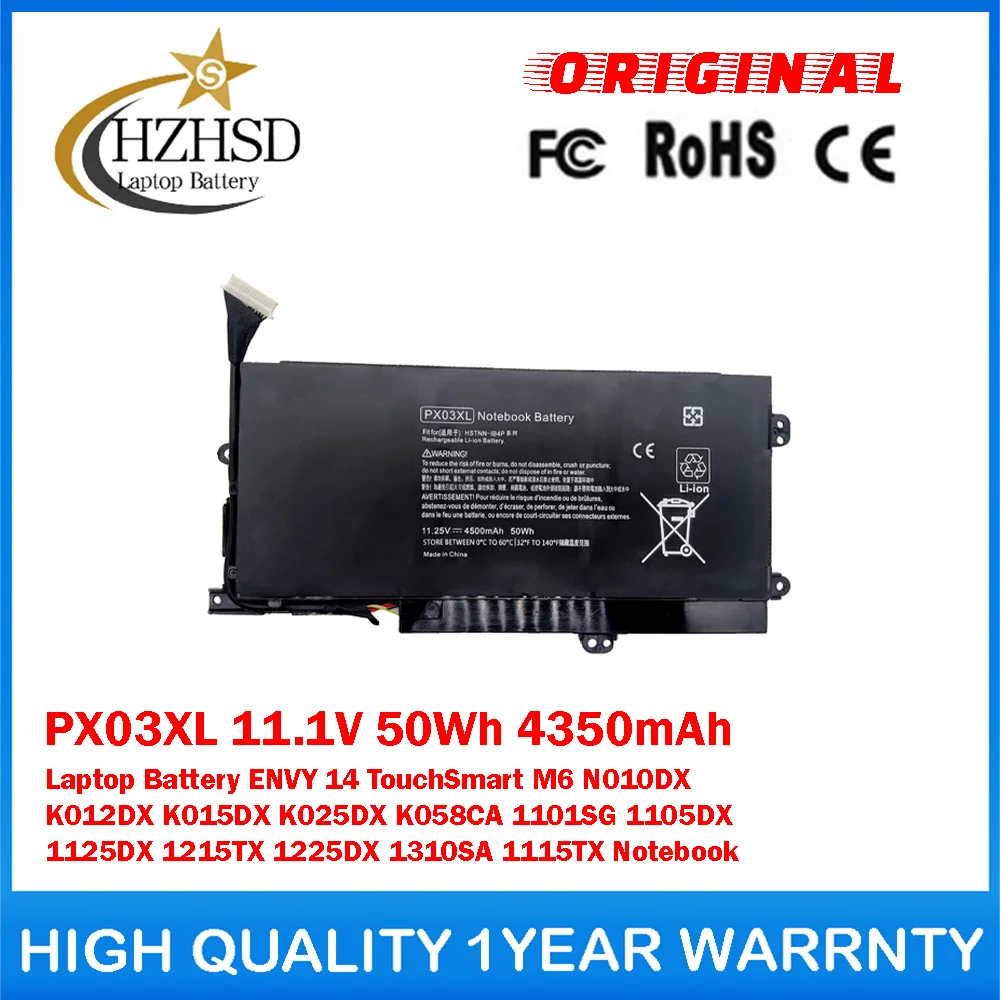 Batería Original para ordenador portátil PX03XL, 11,1 V, 50Wh, 4350mAh, para HP ENVY 14 TouchSmart M6 N010DX K012DX K015dx K025dx K058CA 1101sg