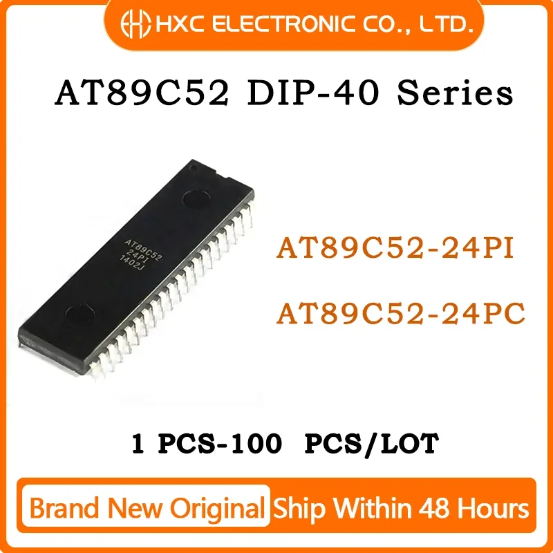 

10PCS AT89C52-24PI AT89C52 24PC DIP-40 Brand New Original IC Chip