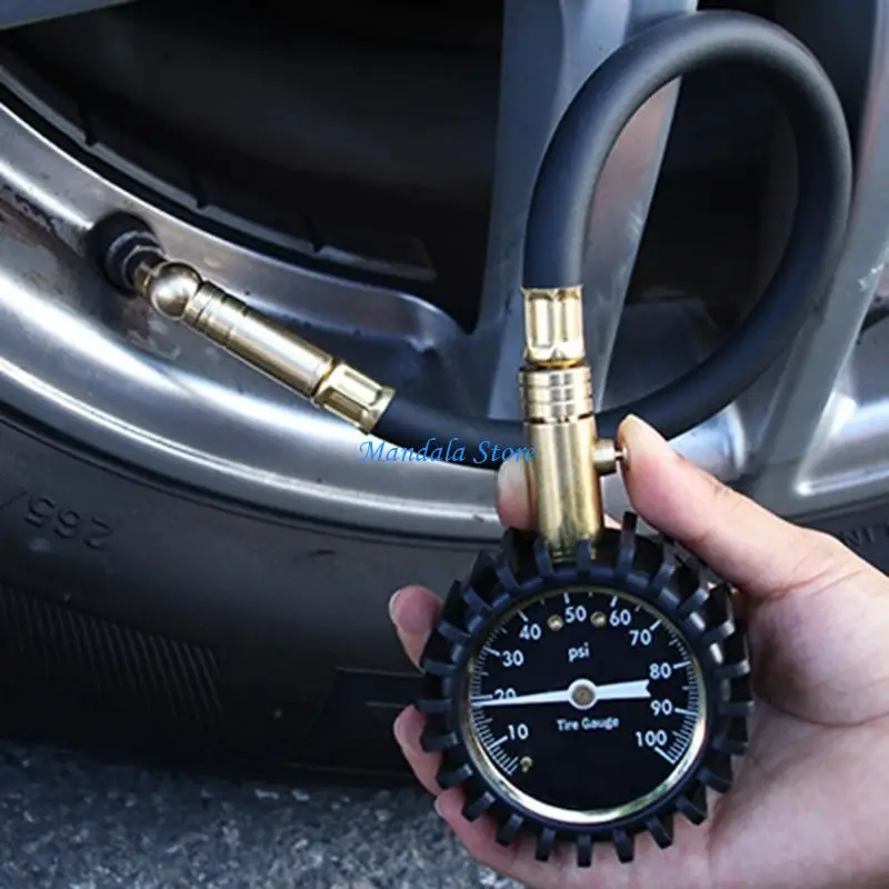 

U2JC Auto Tire Pressure Gauge for Truck Car Motorcycle Bicycles with Hose 0-100 psi