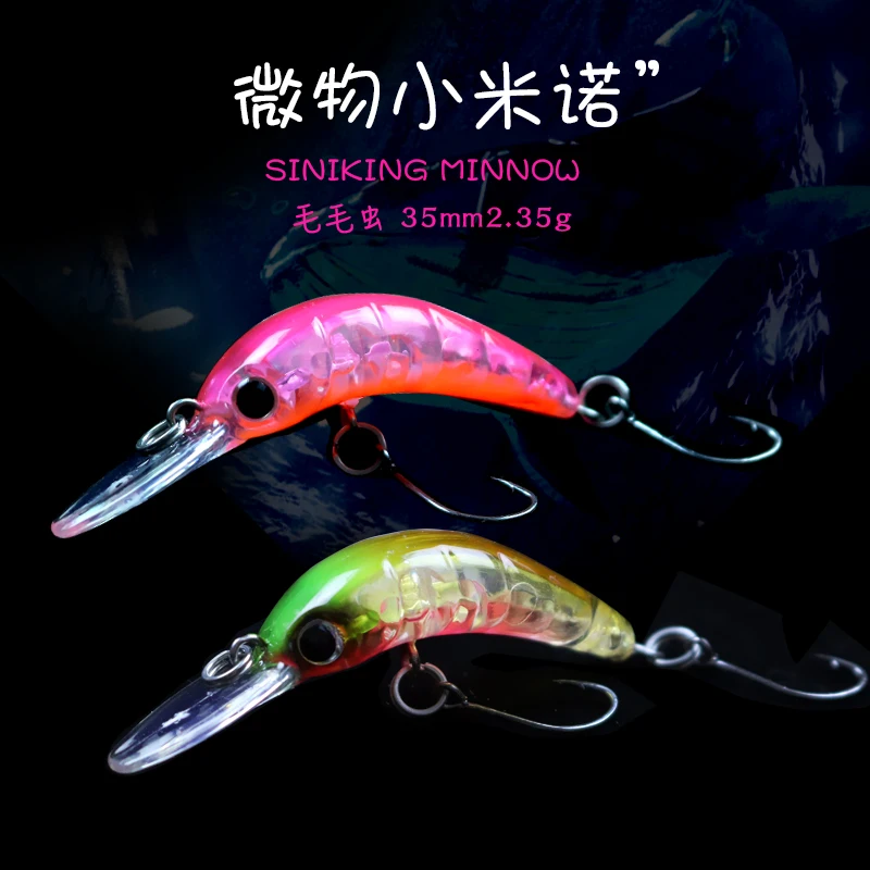 NEW Fishing Lure 35mm 2.35g Floating Long Tongue Minnow Mini Crankbait Pesca Wobbling Hard Bait For Trout Perch Chub