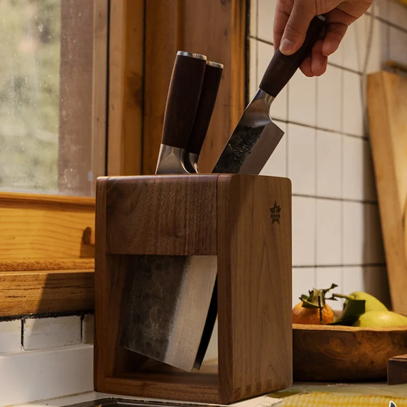

Black Walnut Wood Knife Rack Storage for Knives and Utensils Wall-Mounted Magnetic Knife Holder Organizer for Kitchen Tools
