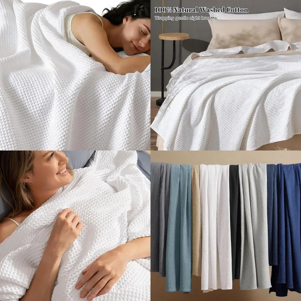 

Плед King Size из хлопка с вафельным плетением - легкий, дышащий, влагоотводящий, для уютного многослойного использования в холодную погоду, простой в уходе.