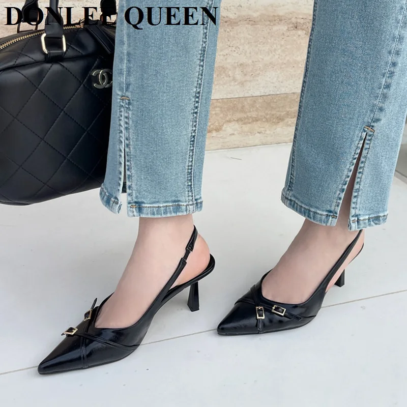 Women Elegant Autumn Mule Sandals Fashion Heels Pumps Shoes Women Pointed Toe High Heels Dress Party Pumps For Wedding Shoes New