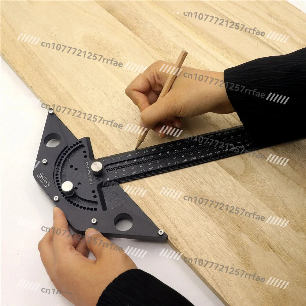 Woodworking scribing ruler, hole ruler, aluminum alloy T-ruler, woodworking scriber, woodworking tool DIY