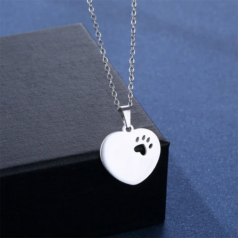 316L NEW Stainless Steel Pendant Heart earrings Necklace set women Footprint Jewelry Daughter Mother\'s Day Gifts Choker TZ123