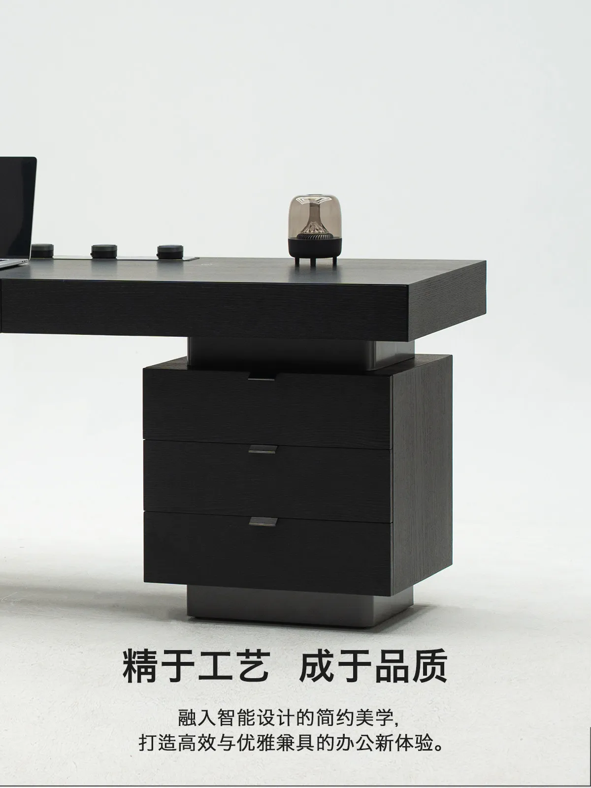 Minimal light luxury desk high sense pure solid wood open study computer desk