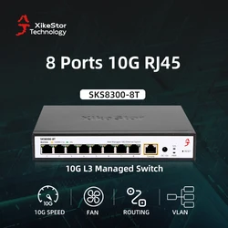 XikeStor 8-Port 10G RJ45 L3 Managed Switch with Fan  Support Support 1G/2.5G/10G DHCP/VLAN/Port Aggregation/Routing Function