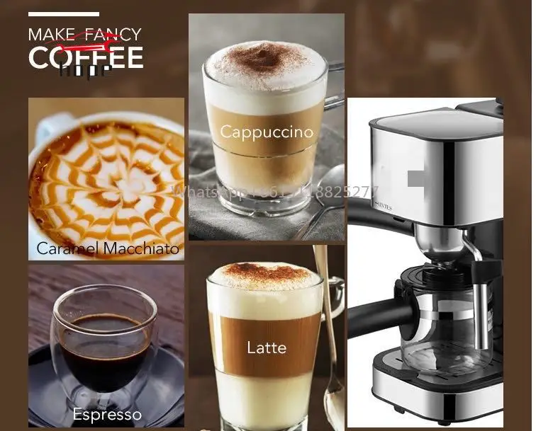 Semiautomatic con panna latte cappuccino espresso household coffee machine for Steam milk froth 1.5L