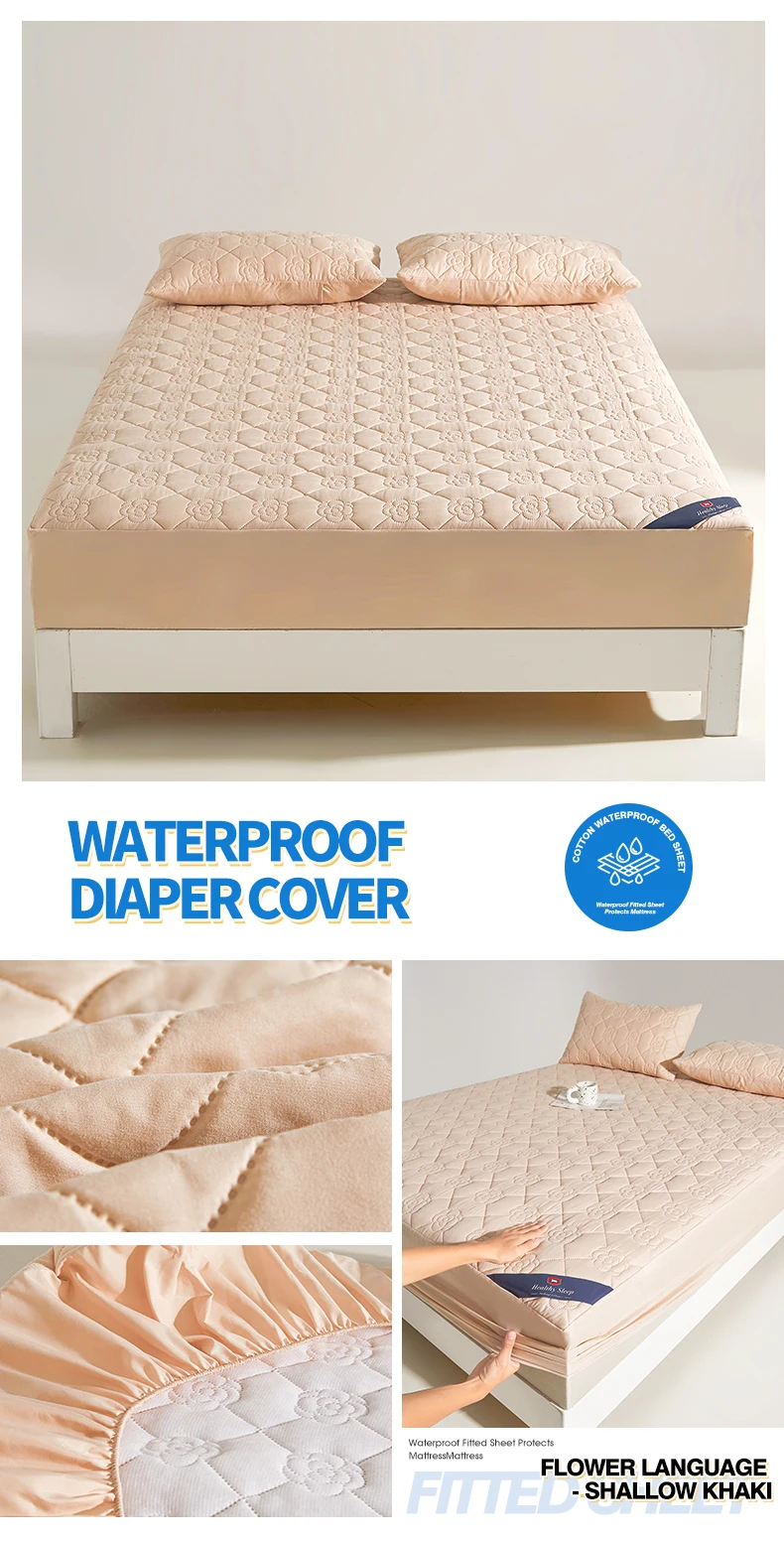Wasserdichtes Atmungsaktives Gestepptes Spannbettlaken Tiefe Taschen Matratzenschoner Weiche Mikrofaser Elastisch Rutschfest Einzel Doppel Queen King Bett – Detail 26