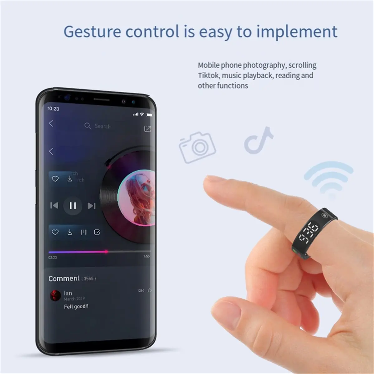 

M85K Smart Ring with Display Screen and Touch, Wireless Charging, Health Manager, 5 ATM Waterproof for Men Women No.8